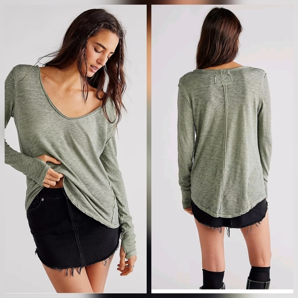 We The Free by Free People It's A Secret Long sleeve Tee Sz Large